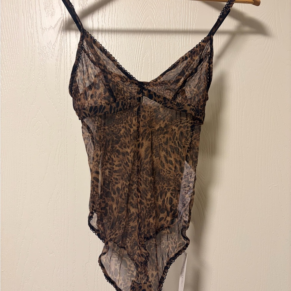 Intimidating Leopard Print Sheer Bodysuit